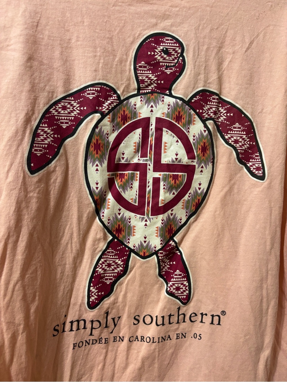 Simply Southern Pink long sleeve Tshirt Turtle Logo Size Large - Picture 4 of 4